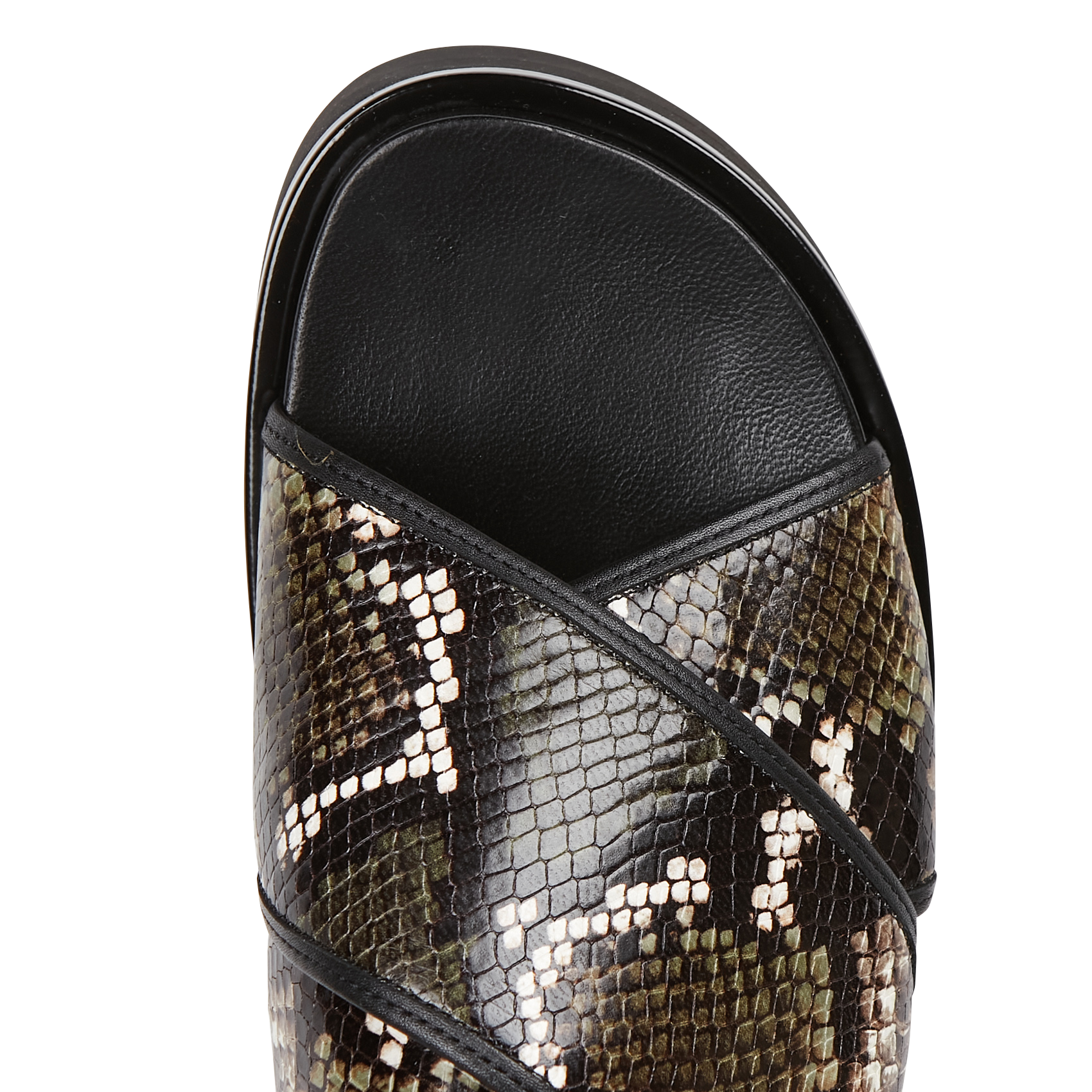 Sandales compensées en cuir | Kaki