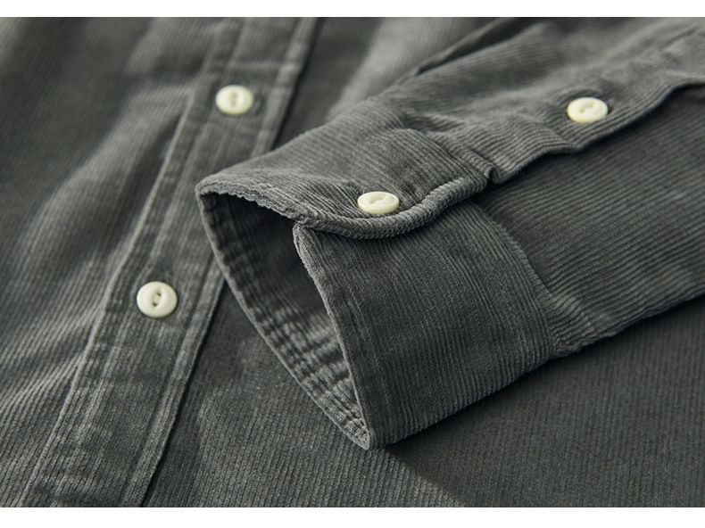 Wewewow - Corduroy overhemd met effen zakdetail