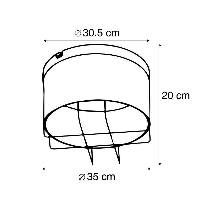 Industriële plafondlamp zwart met goud 35 cm - Barril