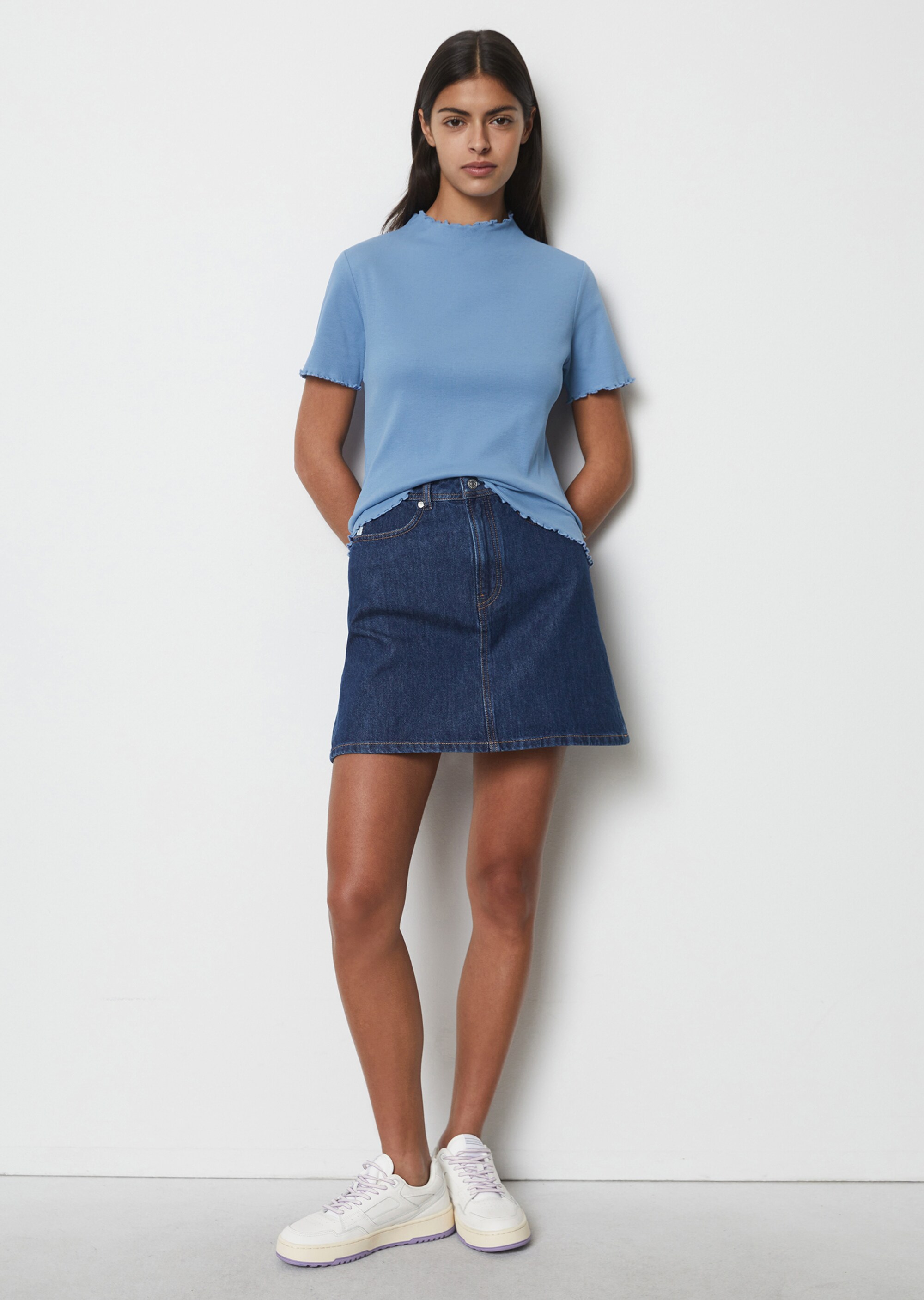 Ripp-T-Shirt slim aus Organic-Cotton-Stretch