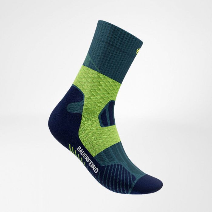 Bauerfeind Unisex Trail Run Compression Socks Mid Cut Grøn