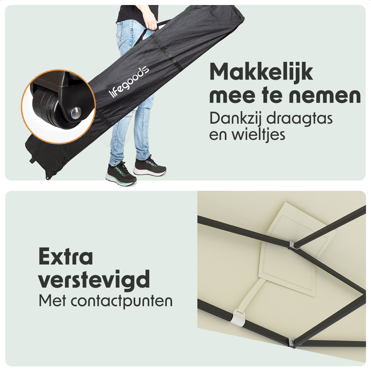 LifeGoods 3 x 4,5 meter partytent met zijwanden - Beige