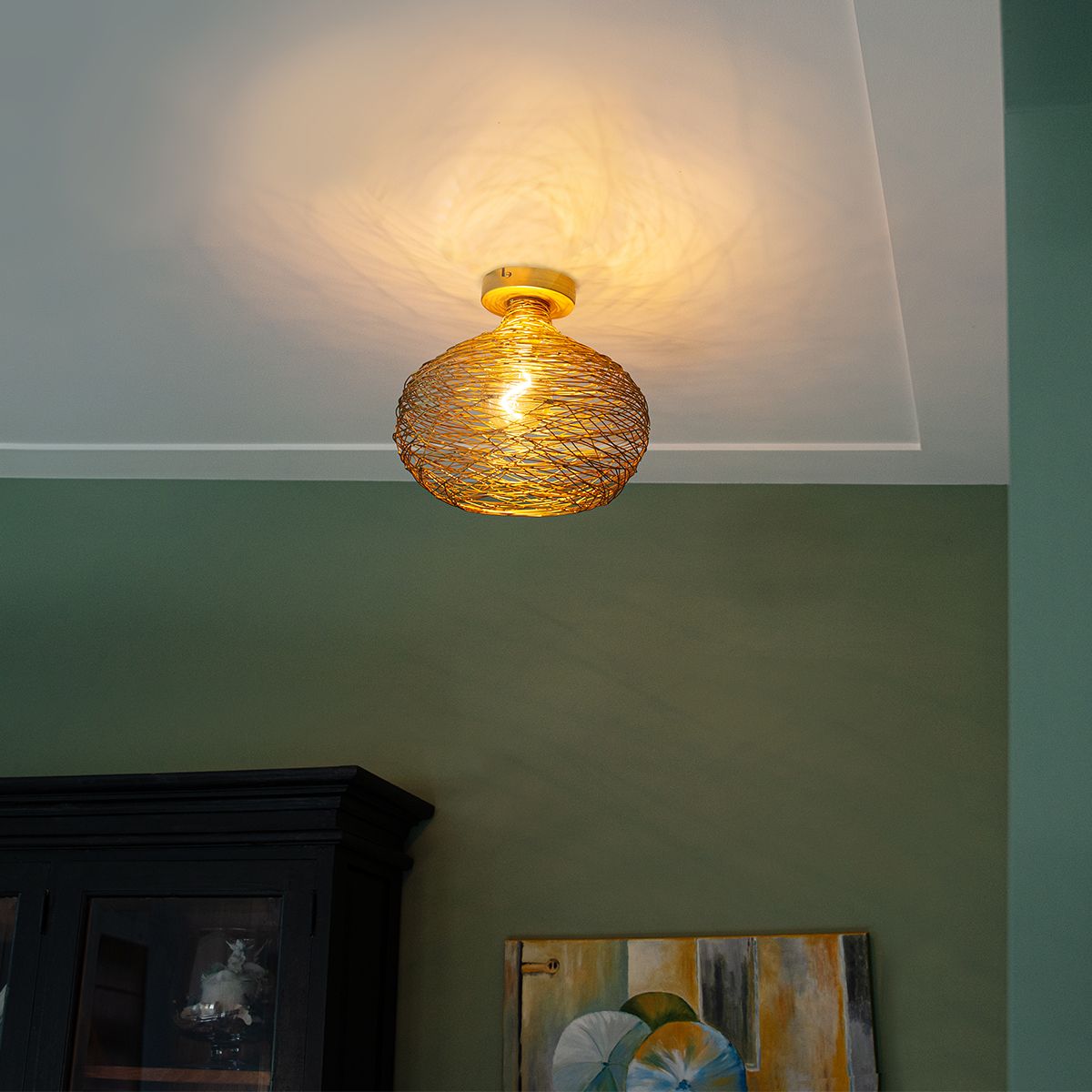 Design plafondlamp goud staal - Sarella