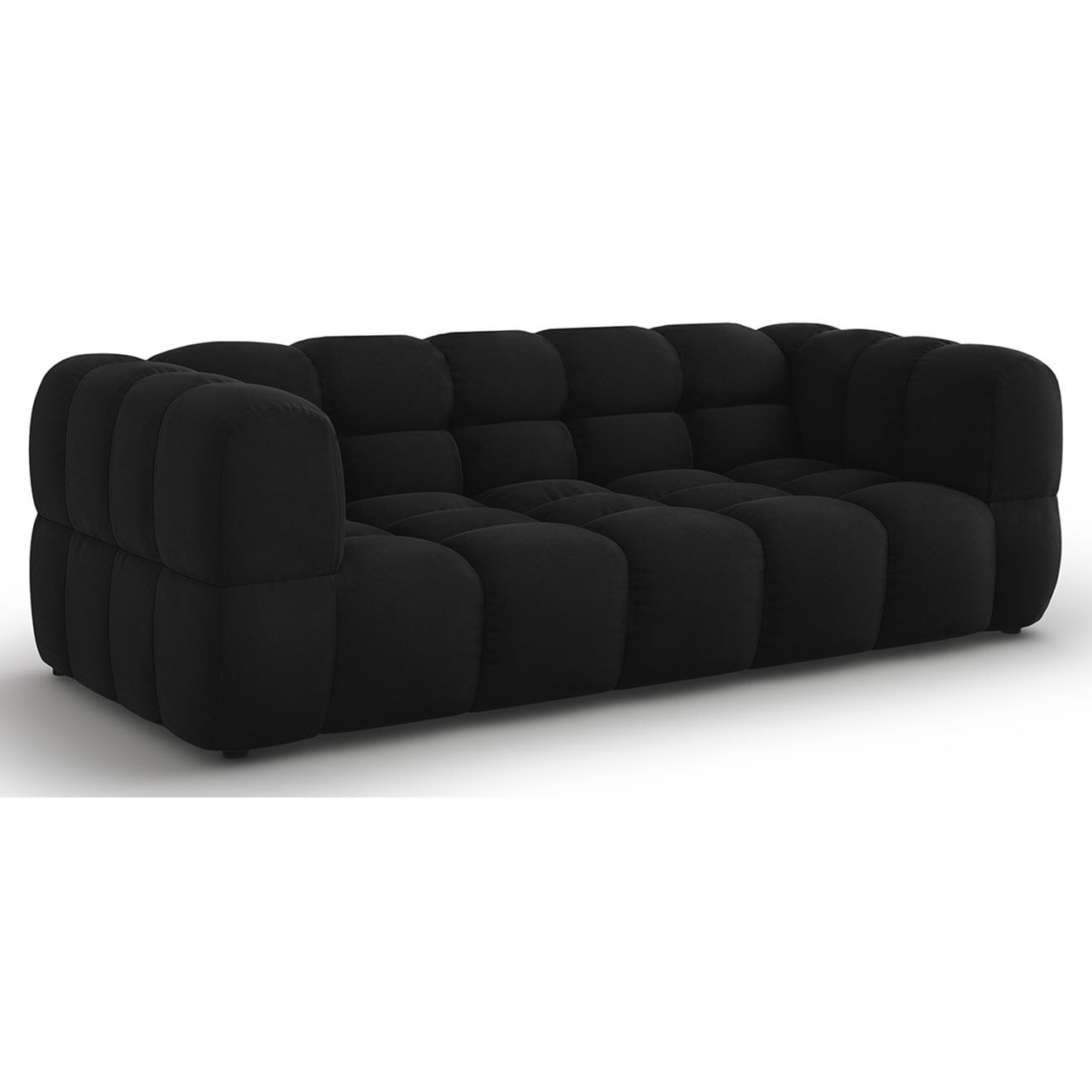 Mazzini Sofas Canapé Velours Aster 3 Places noir - 214x102x75 cm