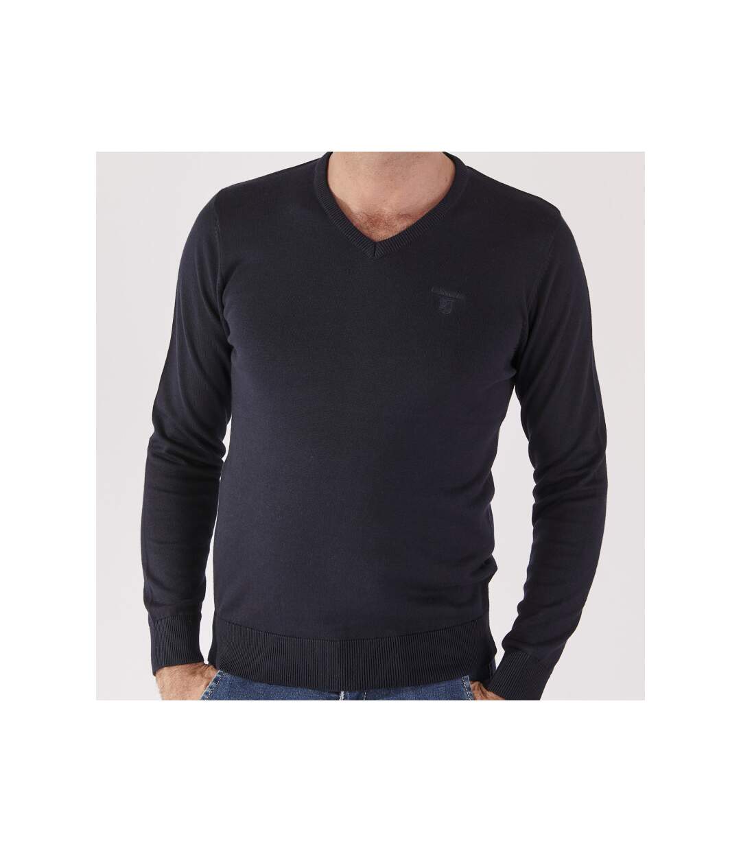Pull uni jersey col v