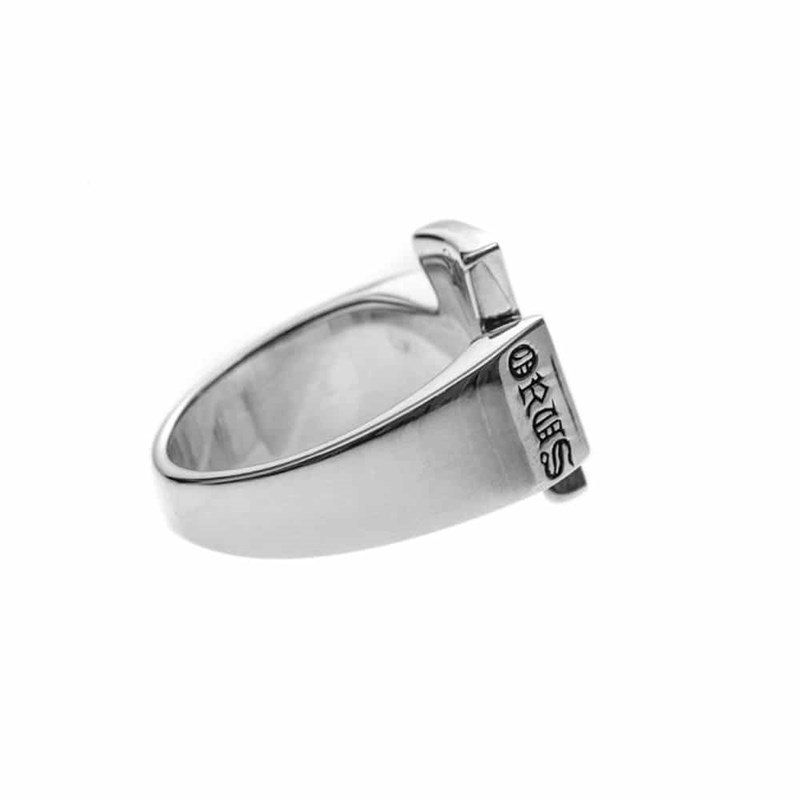 Bague Homme Croix Pavée Noire Argent
