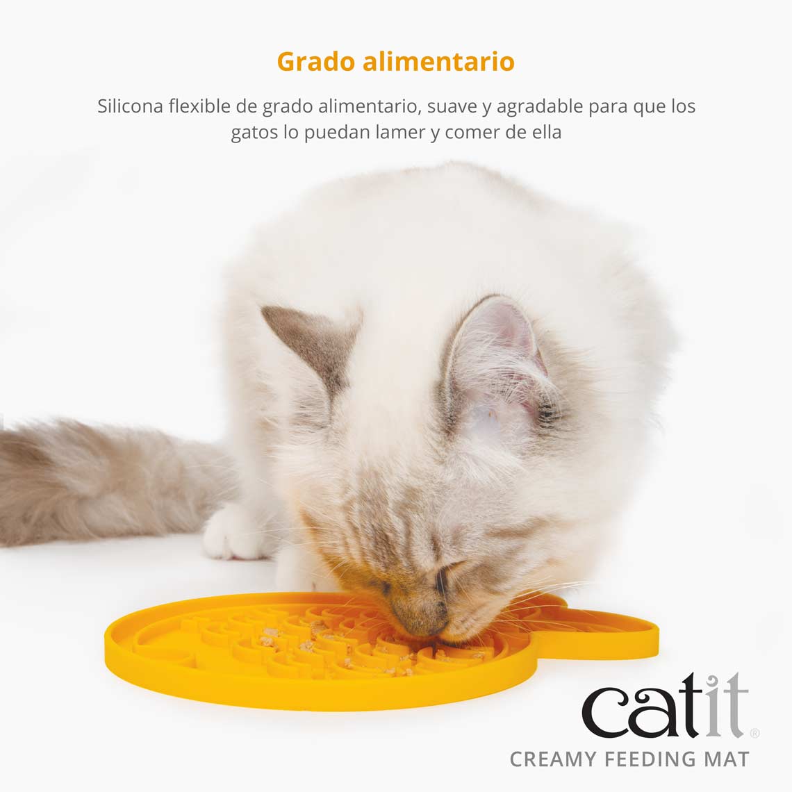 Tapete de silicone Catit em formato de peixe cremoso
