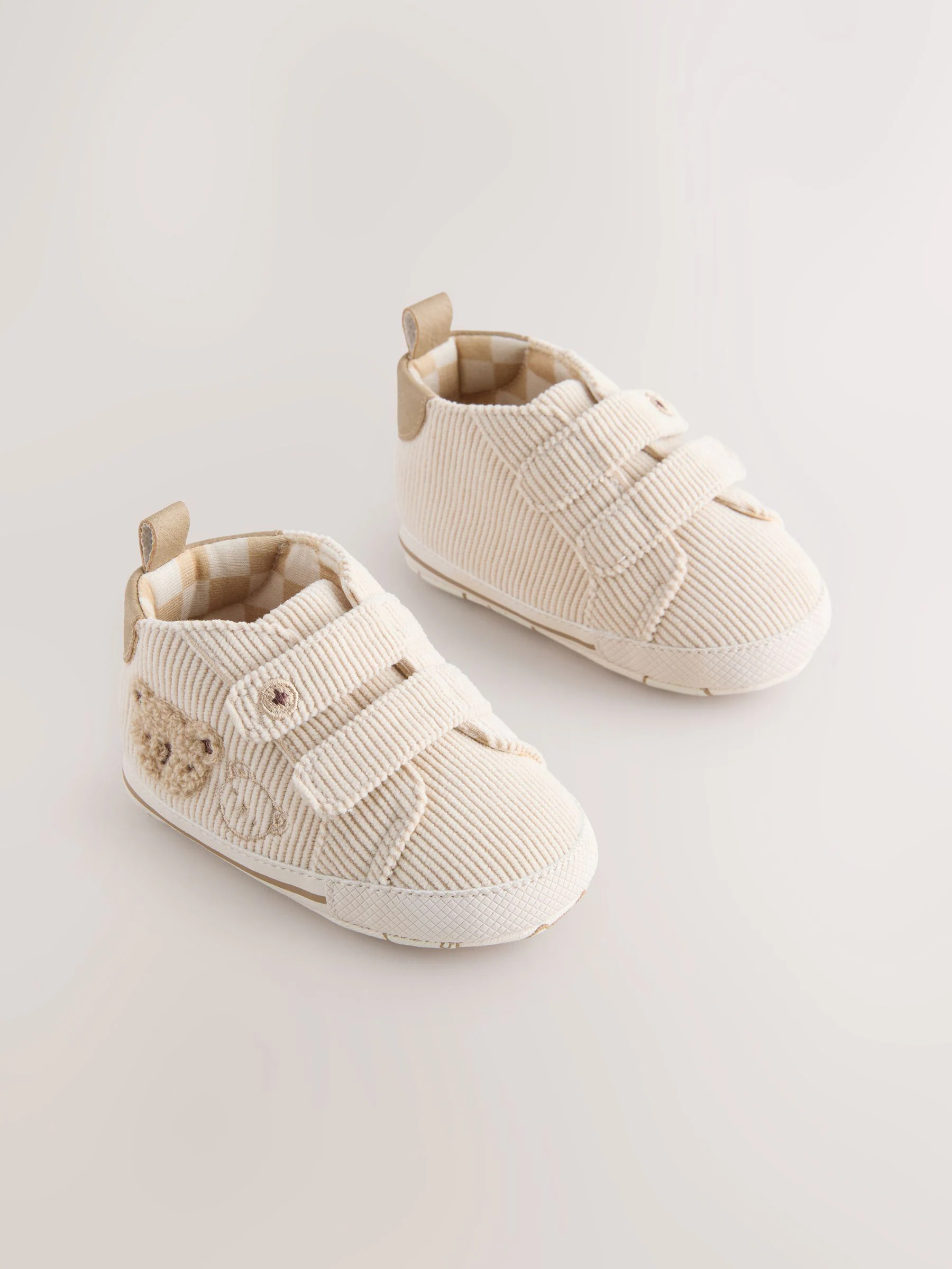 Neutraal met beren - Babysneakers met klittenbandsluiting (0-2mnd)
