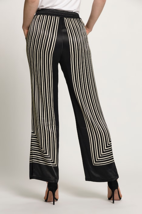 Satinhose Rose, Linien-Design, weites Bein, Elastikbund