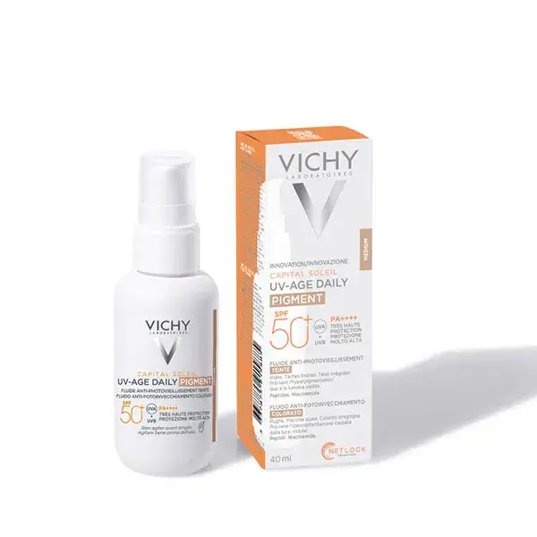 Vichy Capital Soleil UV-Age Protetor Solar Líquido com Pigmento Cor FPS 50+ 40ml