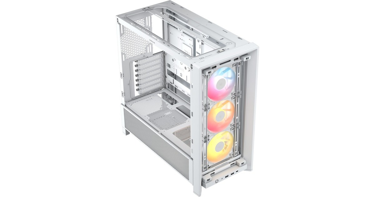 CorsairFRAME 4000D RS ARGB midi tower behuizing  (Wit | 2x USB-A | 1x USB-C | RGB | Tempered Glass)