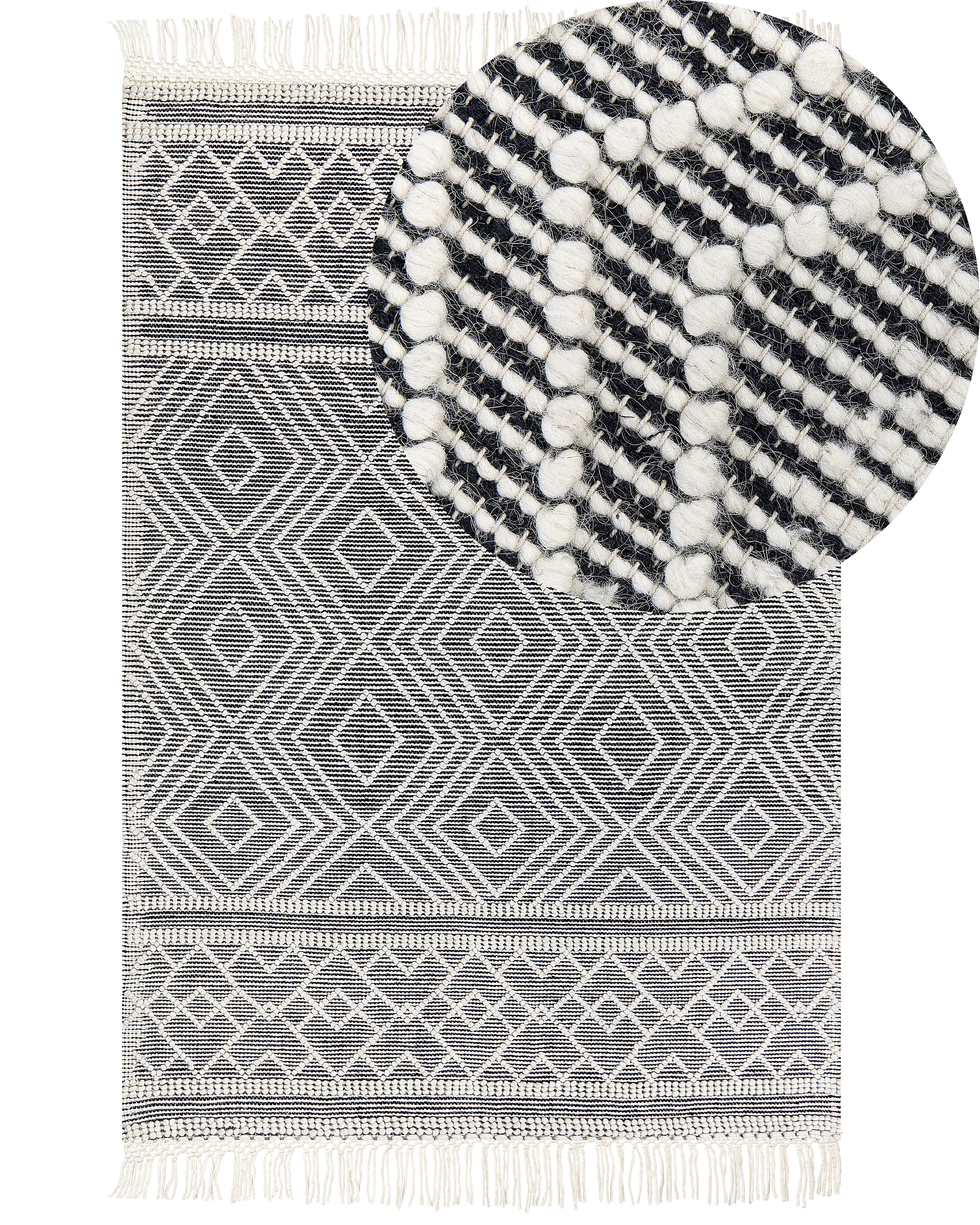 Vloerkleed SAVUCA Zwart 160 x 230 cm Wol