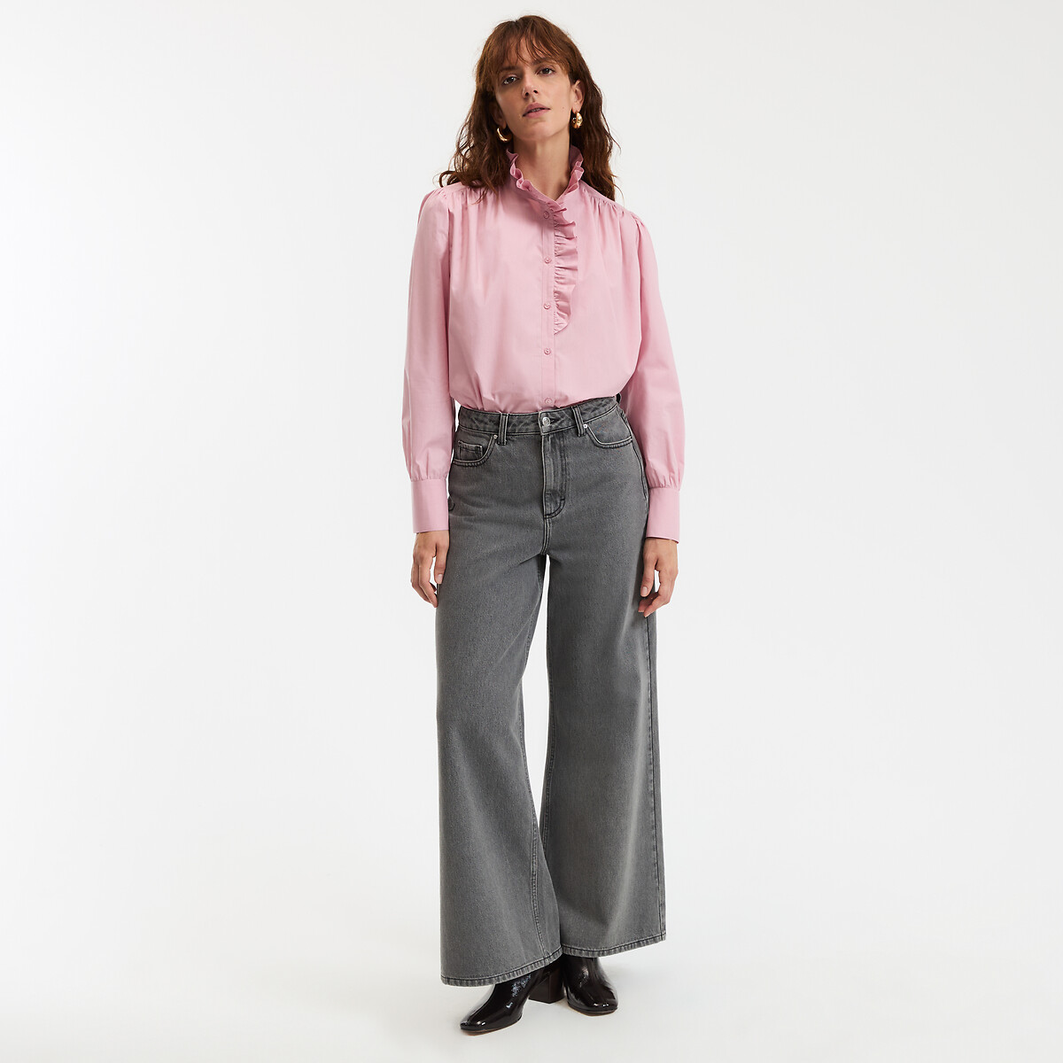 COLEÇÕES LA REDOUTE<br>Camisa com gola vitoriana, assinatura CHARLENE