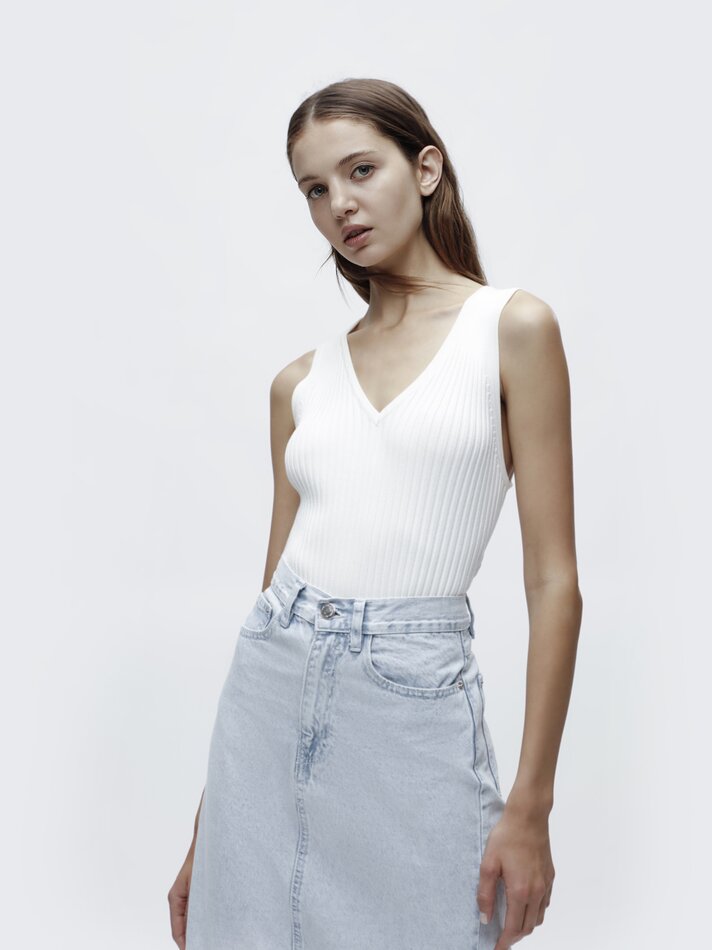 Saia midi jeans - Azul claro