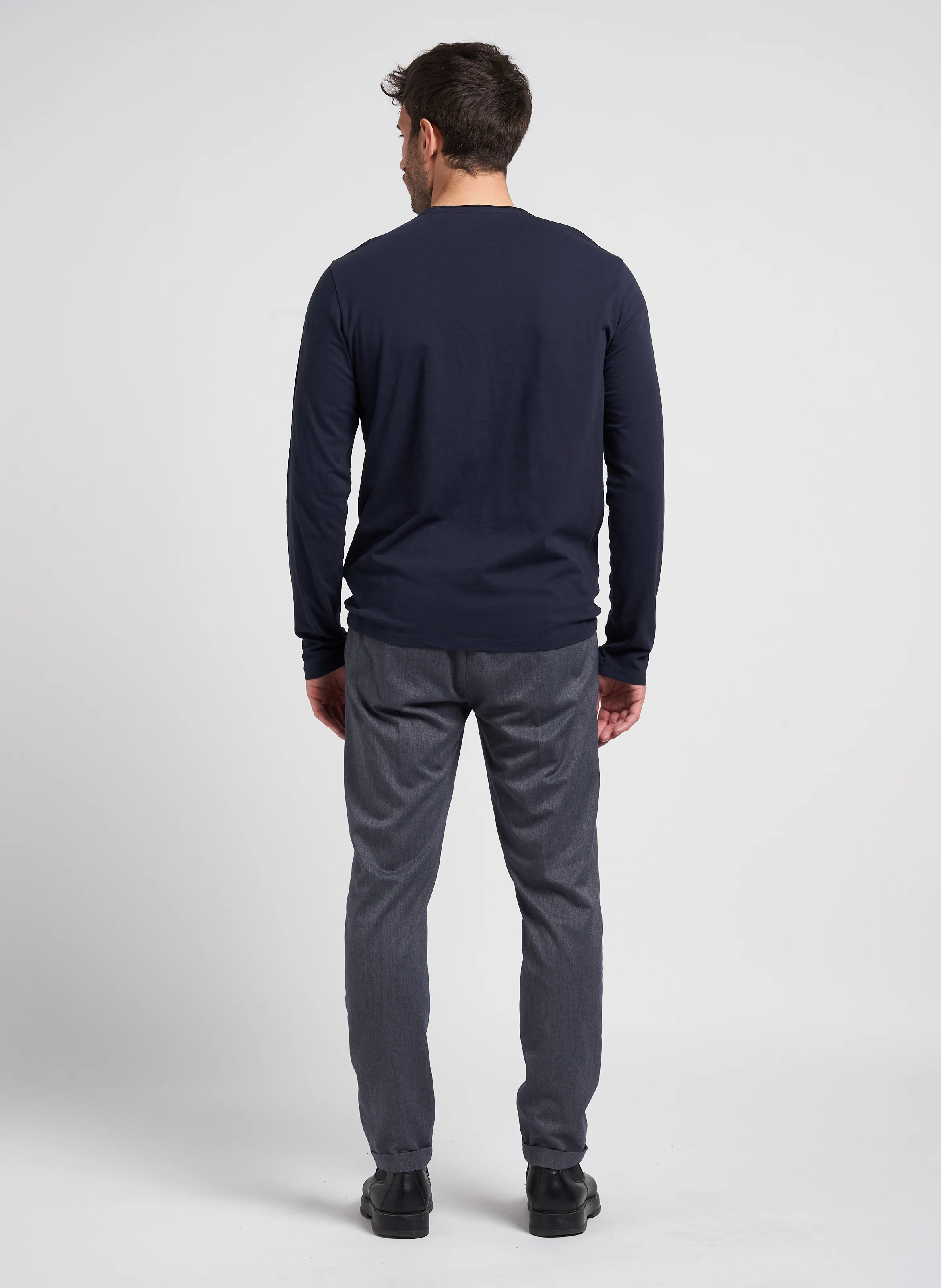 Tee-shirt col rond en coton| Bleu