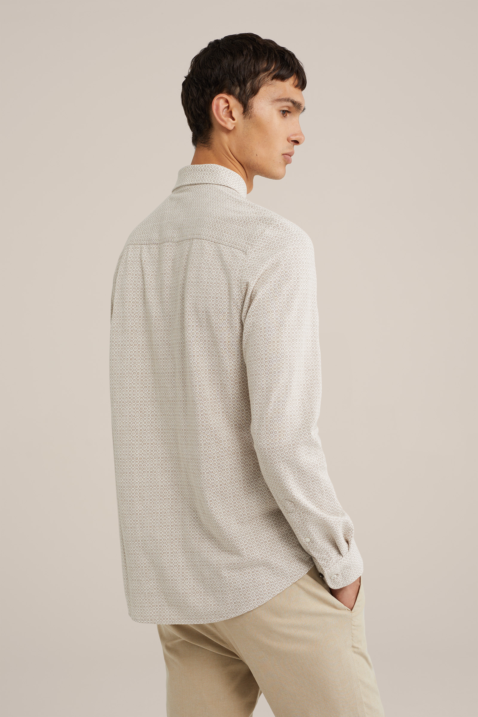 piqué-jersey overhemd met dessin WE Fashion Beige