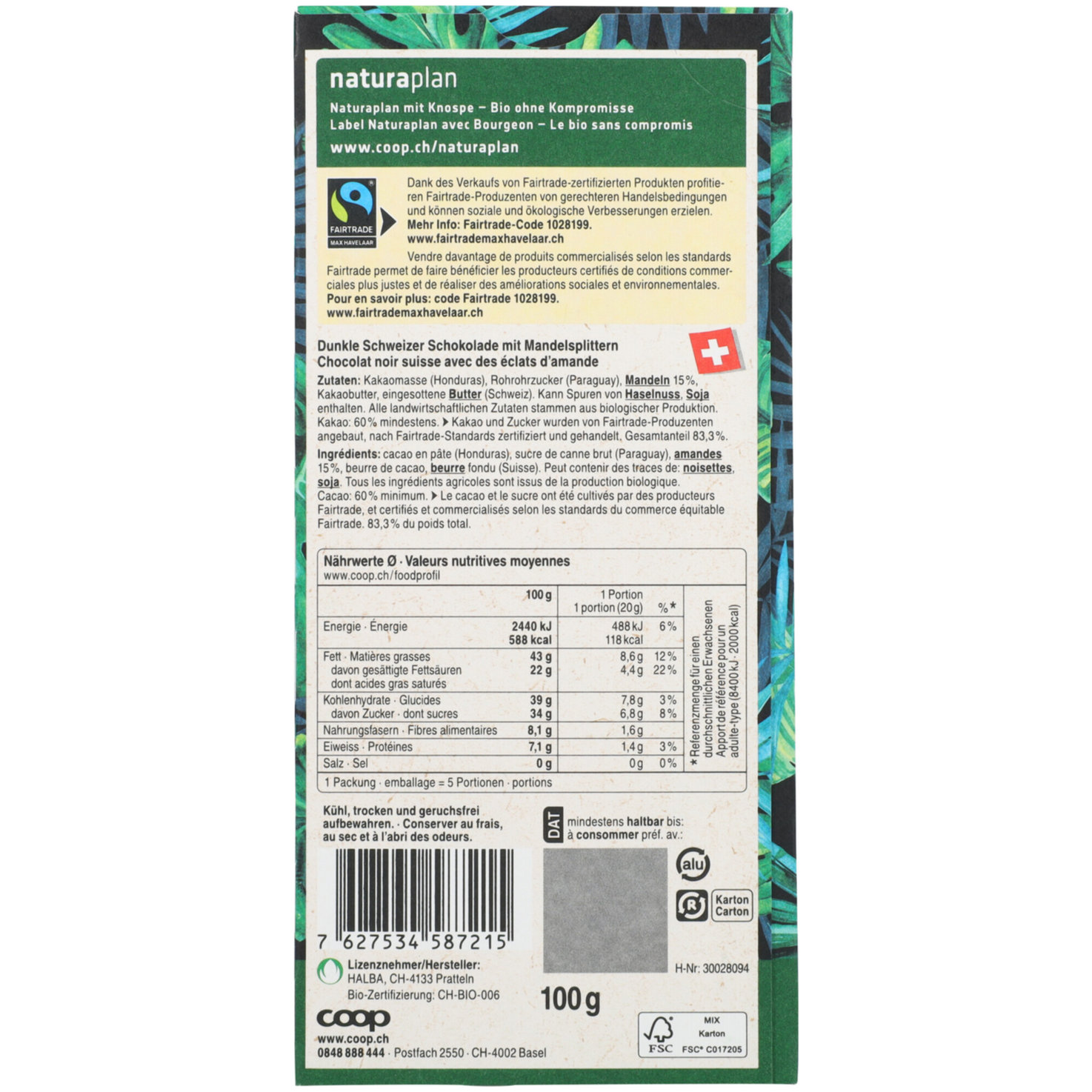 Naturaplan Bio 60% amand.Honduras