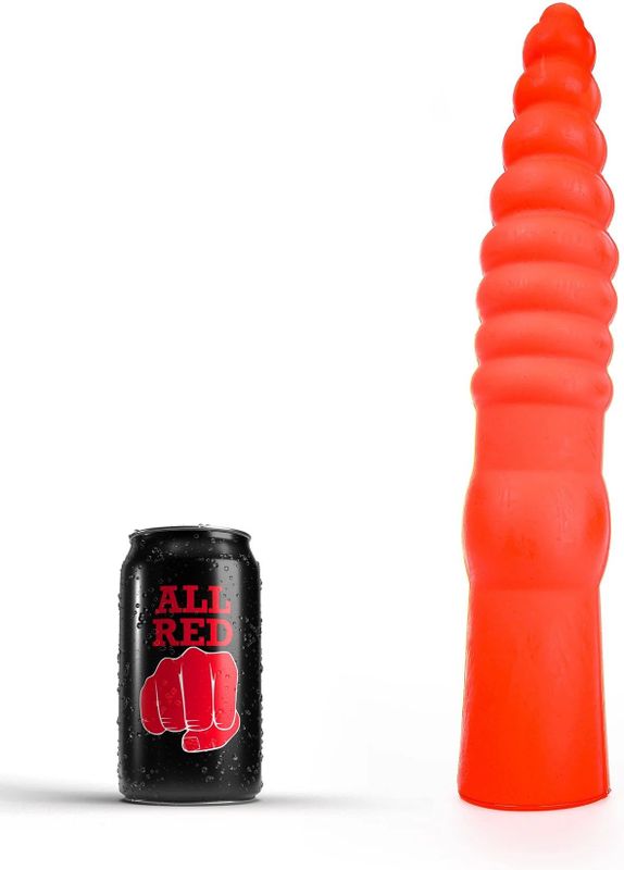 All Red Geribbelde Anaal Dildo 33 x 6 cm - rood
