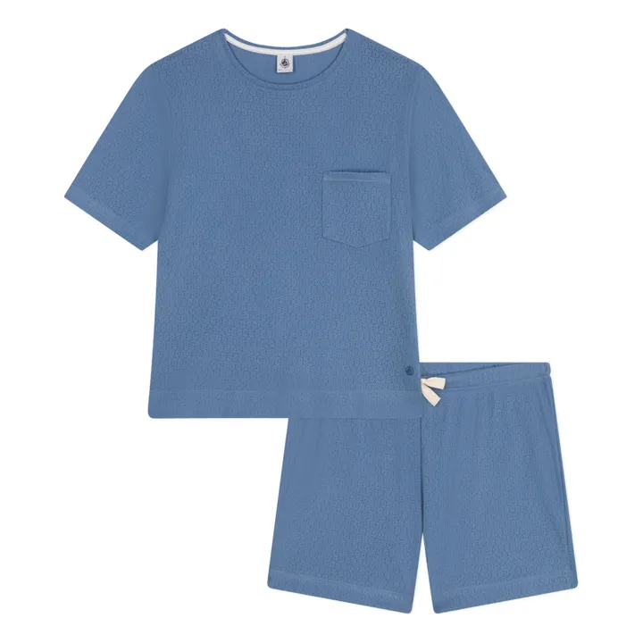 Petit Bateau Pyjama Short Madge Ajouré - Collection Femme | Bleu
