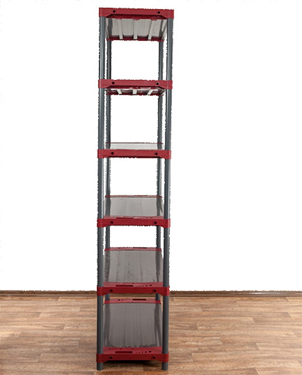 PROREGAL Kunststof Plank Grey Bear Extra Hoog HxBxD 220 x 100 x 46 cm Plank Draagvermogen 120 kg Grijs/Rood