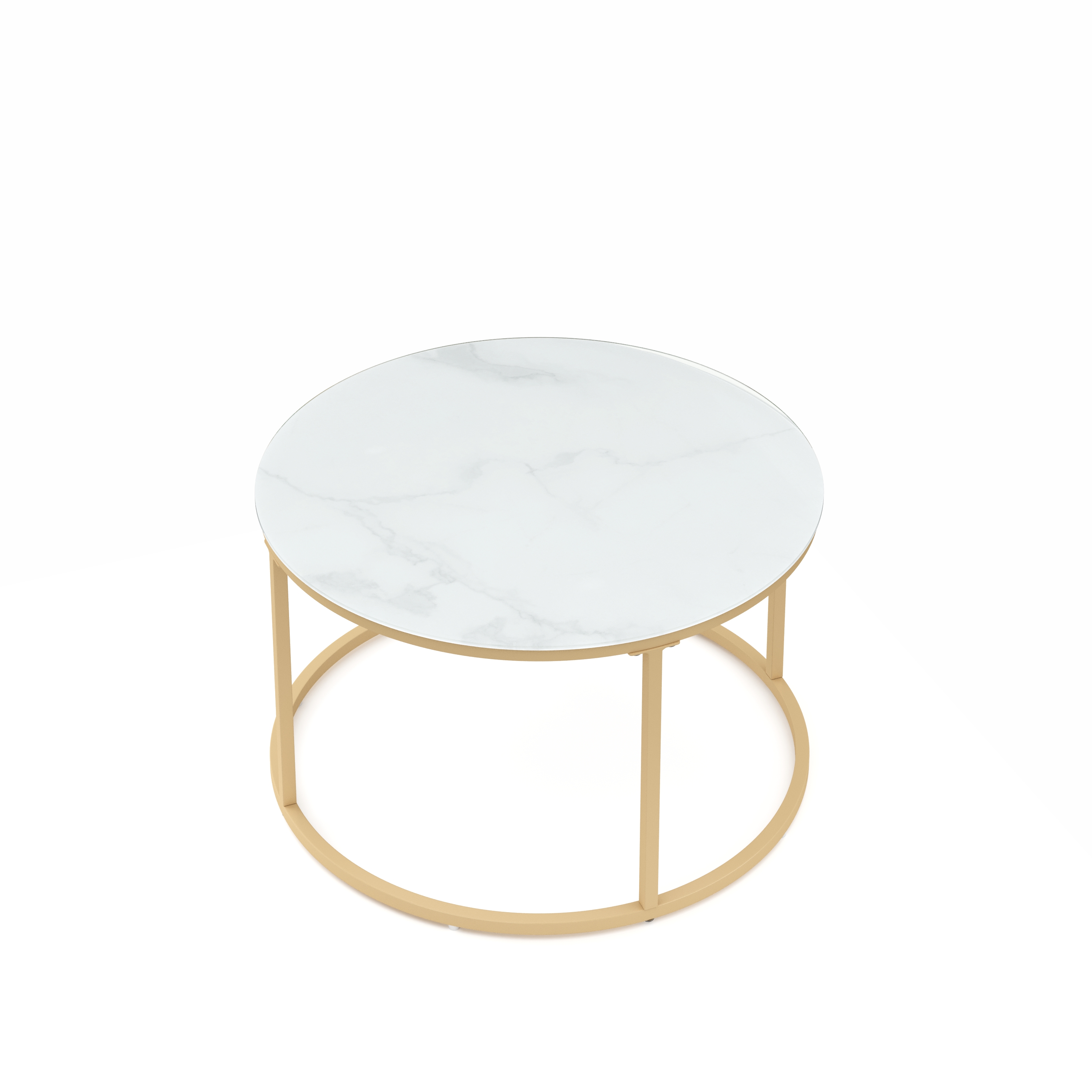 Beistelltisch Glas AMAYA rund 2-teilig weiss/gold