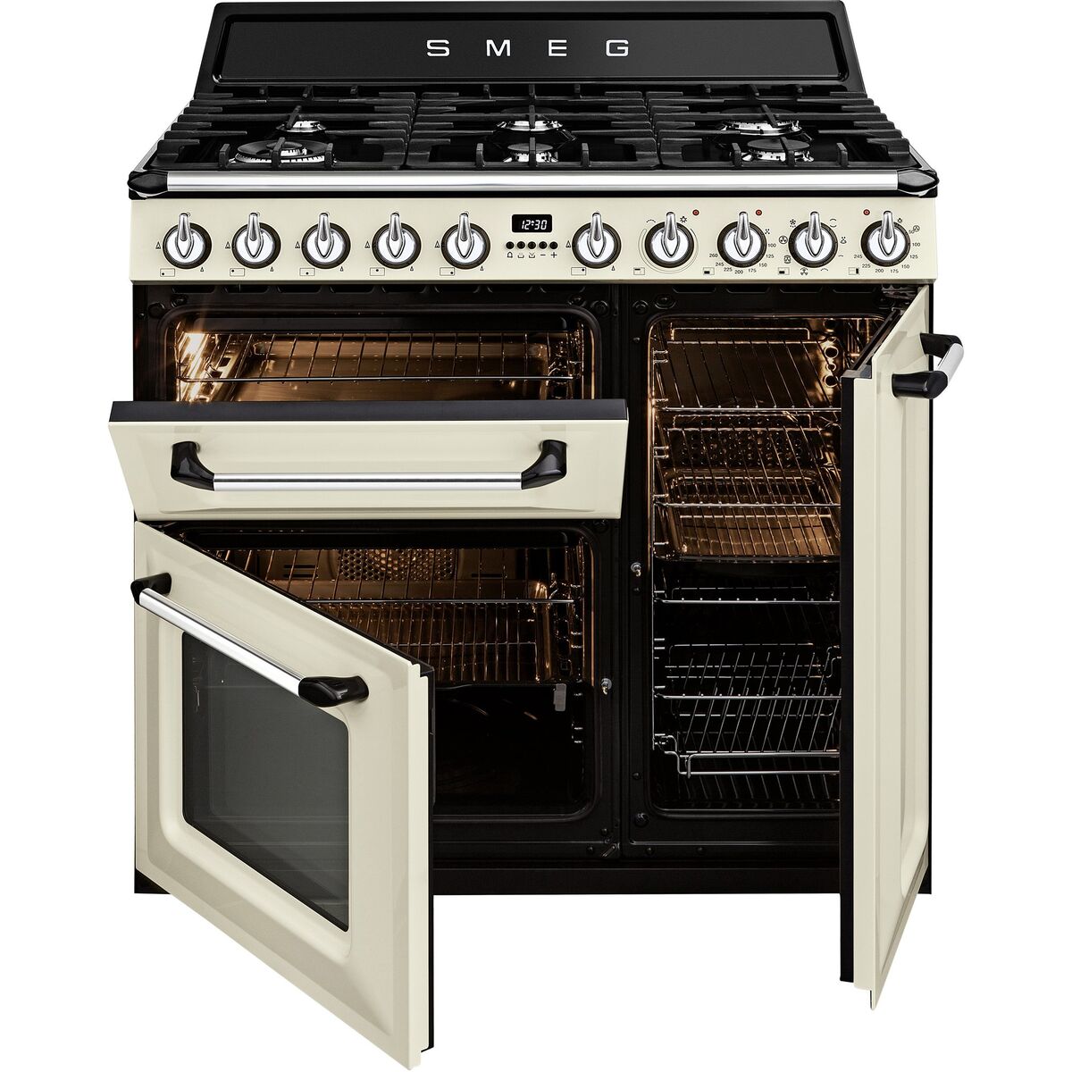 Victoria Gasskomfyr 90 cm med 3 Ovner, Creme