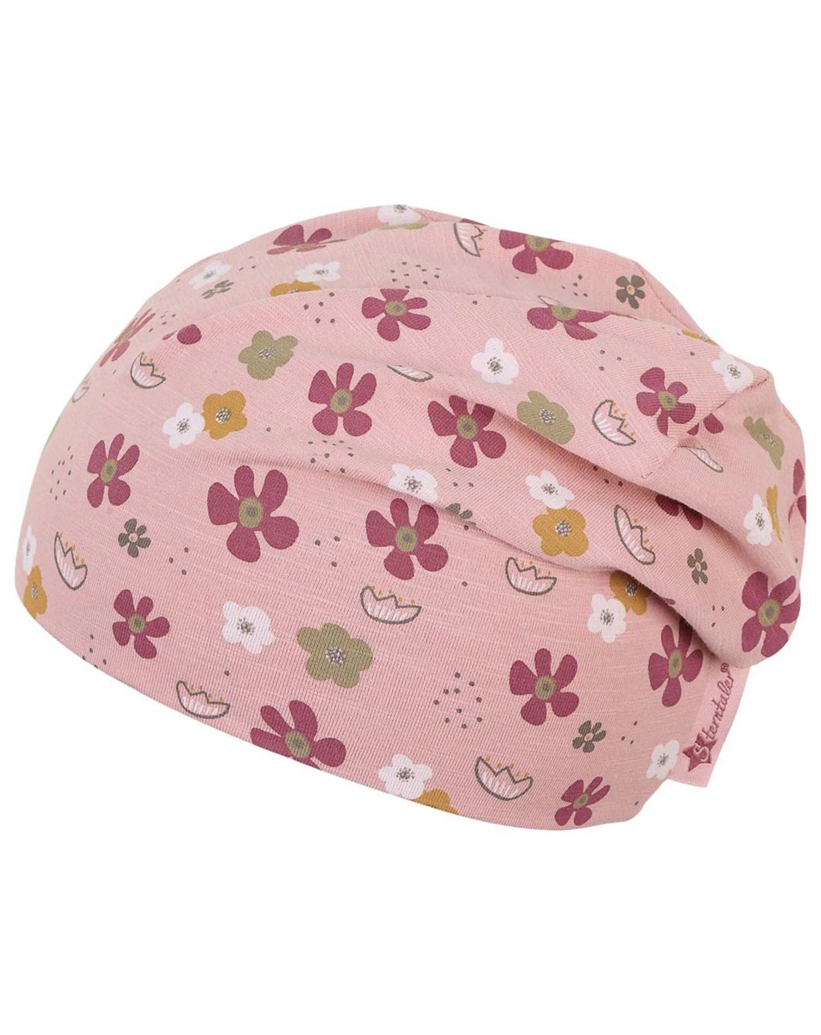 Slouch-Beanie BLUMEN in zartrosa