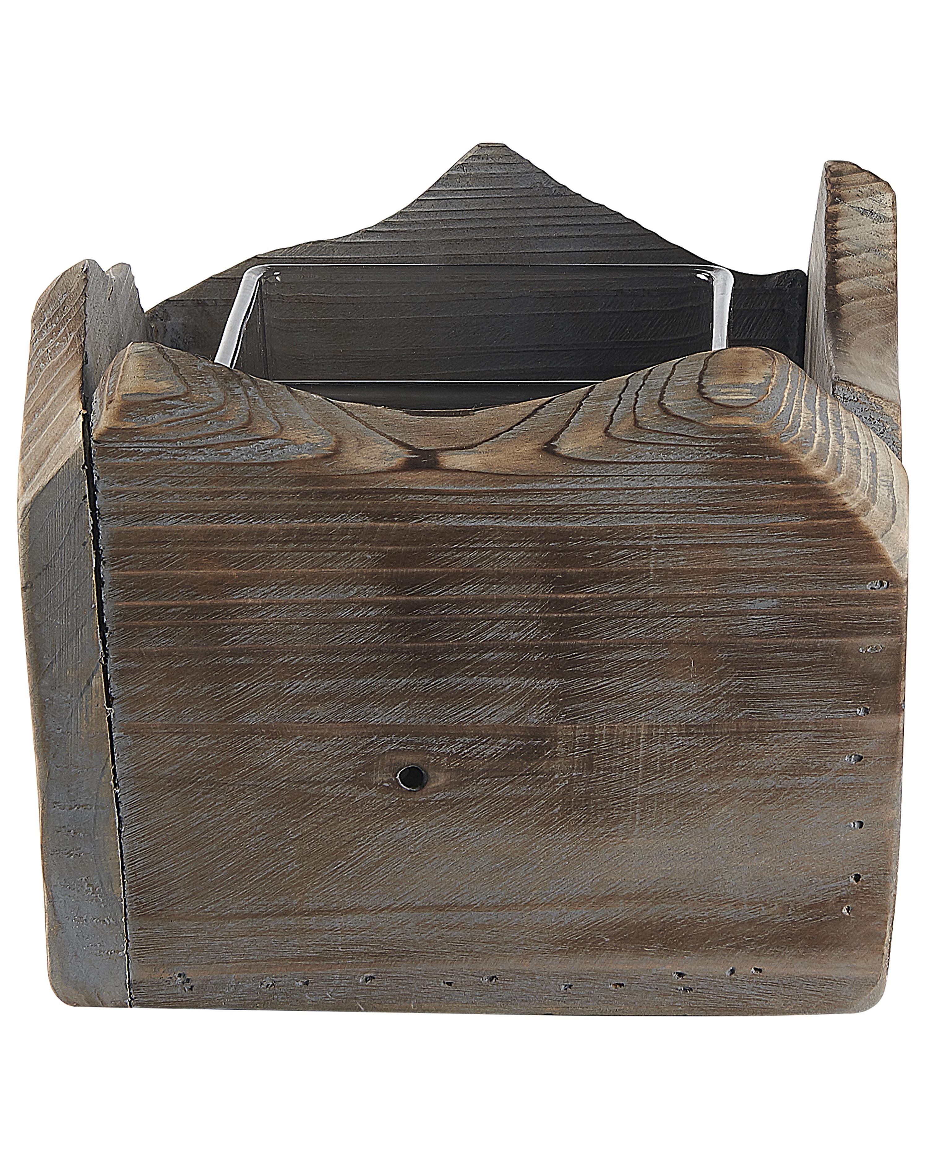 Set van 2 kaarshouders PLATEROS Dennenhout 15/12 cm Donkerbruin
