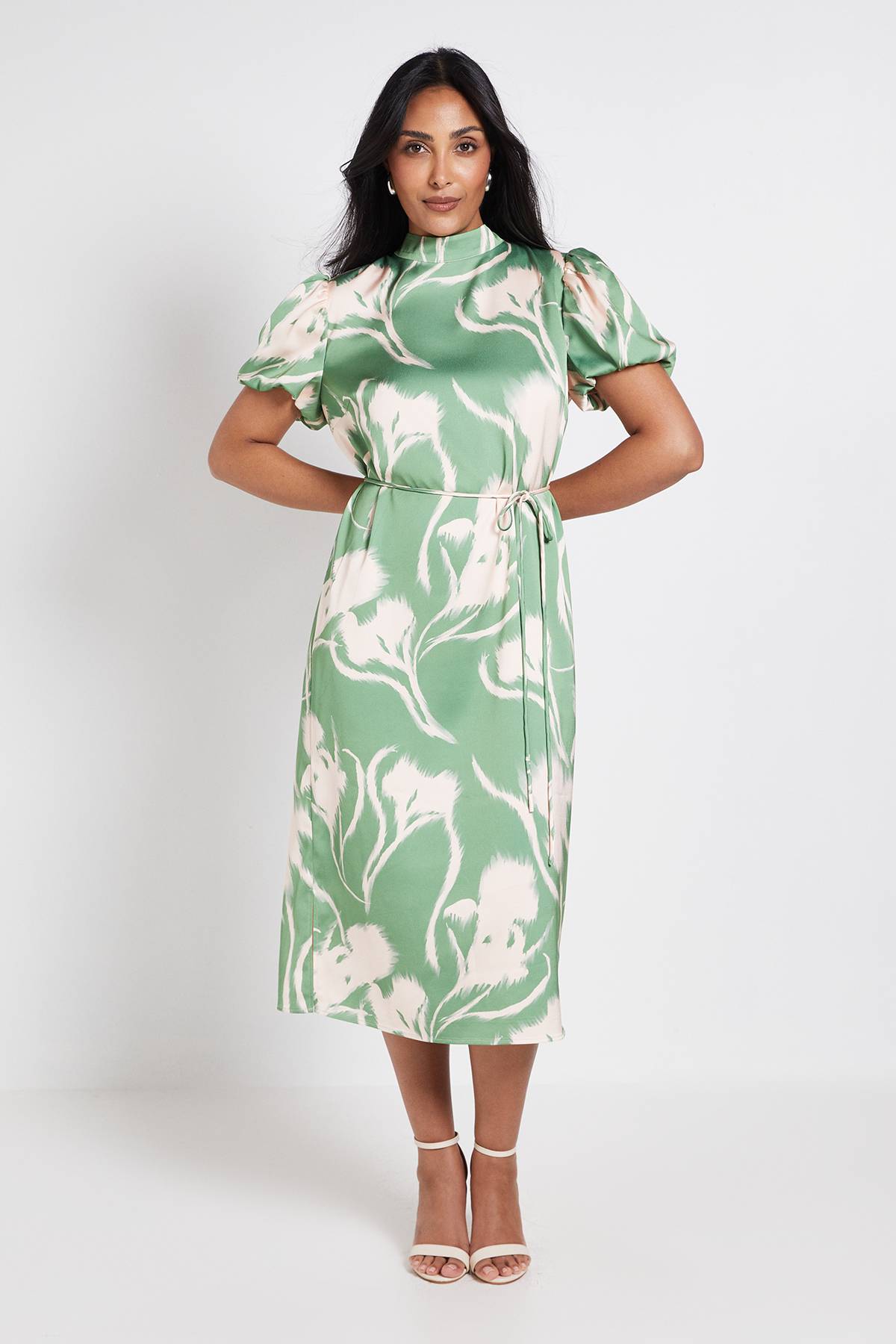 Wallis Robe Midi En Satin À Motif Fleuri Petite