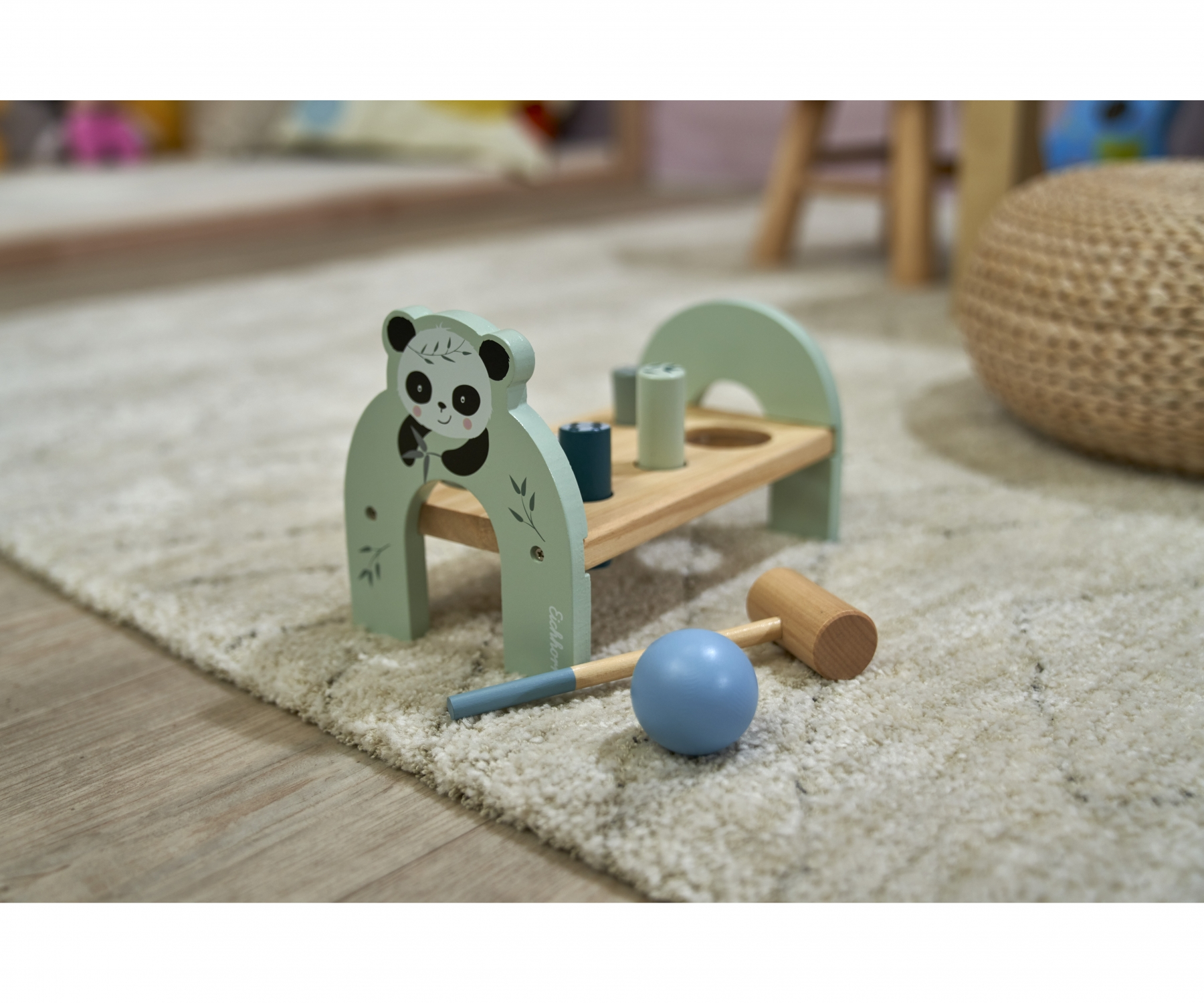 Kinder Holz Klopfbank Lern Spielzeug Montessori Motorikspiel inkl. Hammer (100003802) - Panda