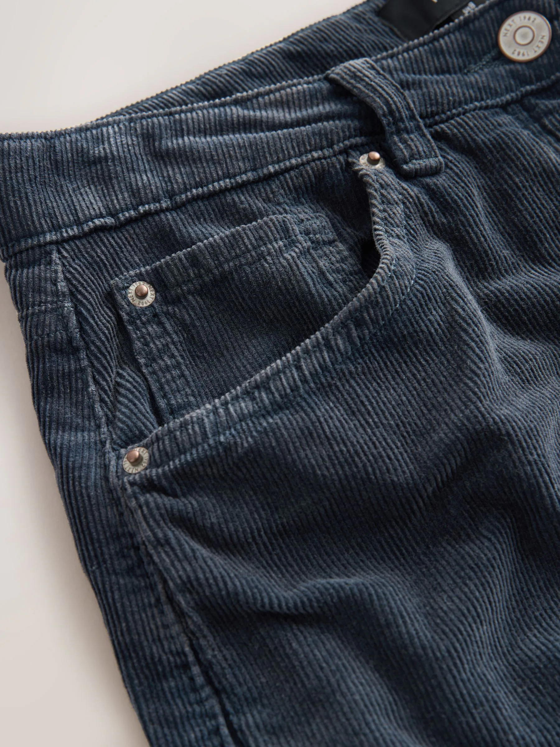 Denimblauw - Corduroy broeken met wijde pijpen