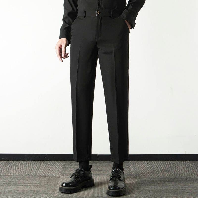 Fireon - Mid Rise Plain Cropped Tapered Dress Pants