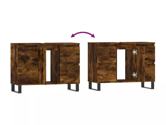 Armoire salle de bain chêne fumé 80x33x60cm bois d'ingénierie
