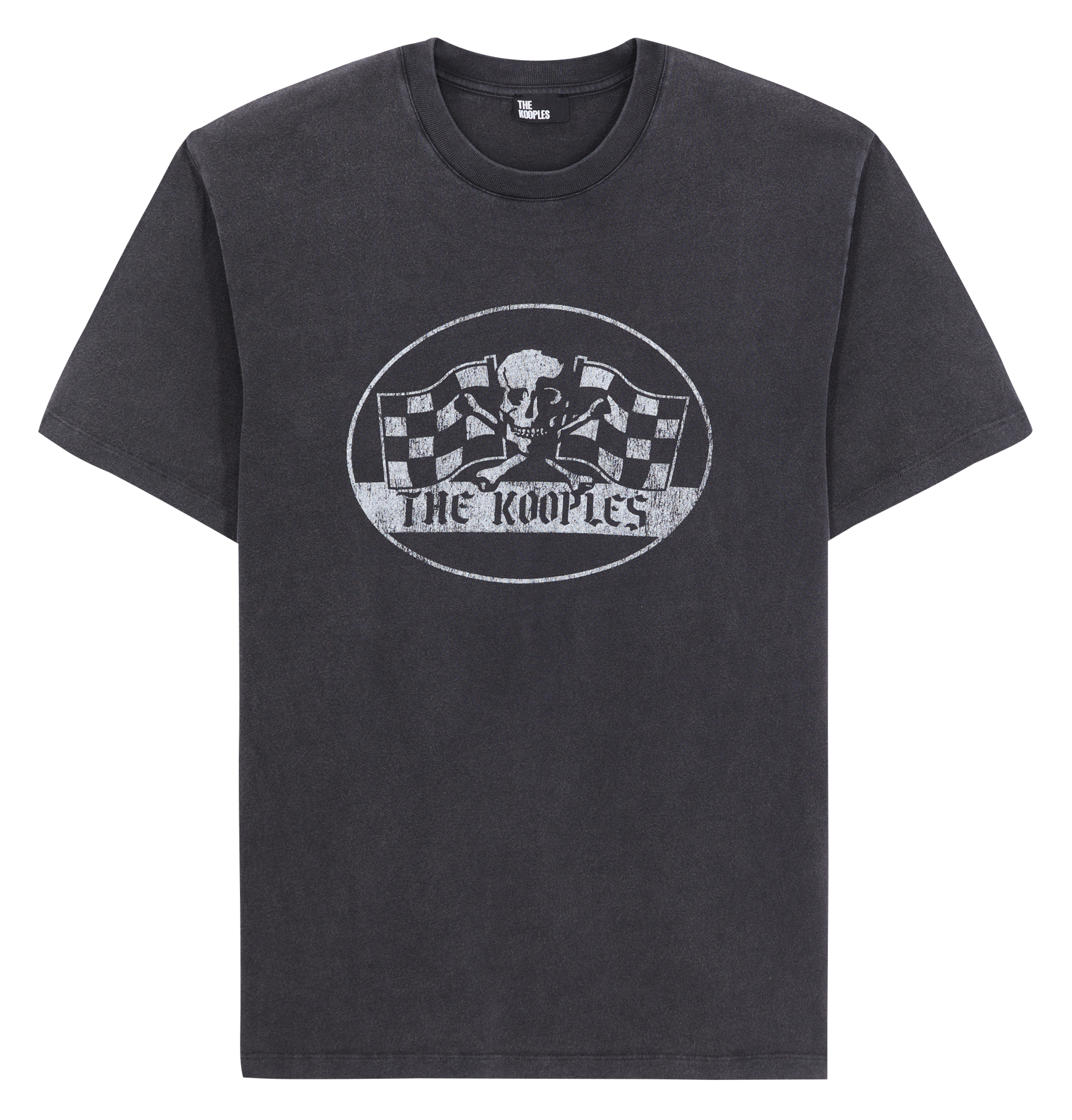 Tee-shirt droit col rond en coton sérigraphié | Bleu