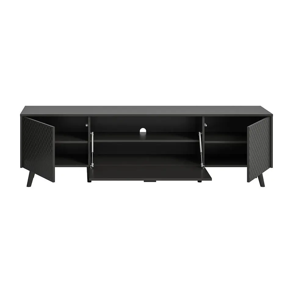 Hioshop Linea dressoir 2 deuren 1 klepdeur mat grijs