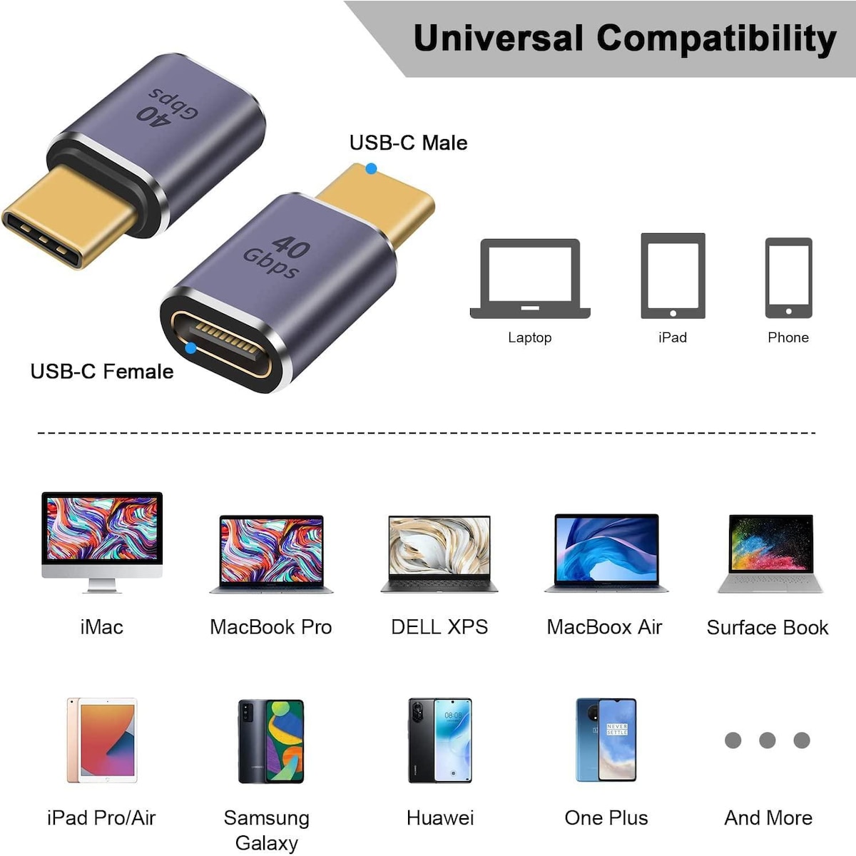 NÖRDIC USB4 adapter hann til hunn 40G 8K30Hz PD100W