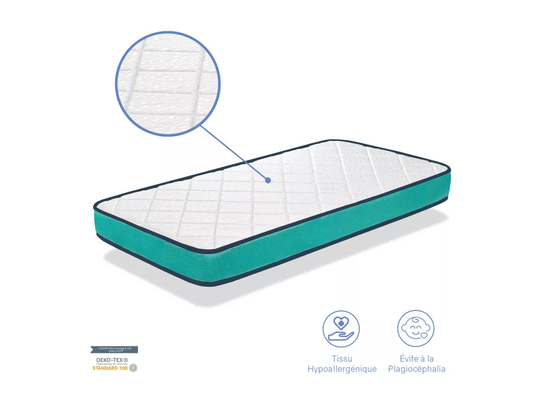 Matelas bebe 60X120 AXEL épaisseur 11 CM Noyau perforé et respirante