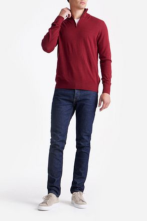 King Essentials The Michael Half Zip Pull Merino Rood KM111030003-R001T kopen