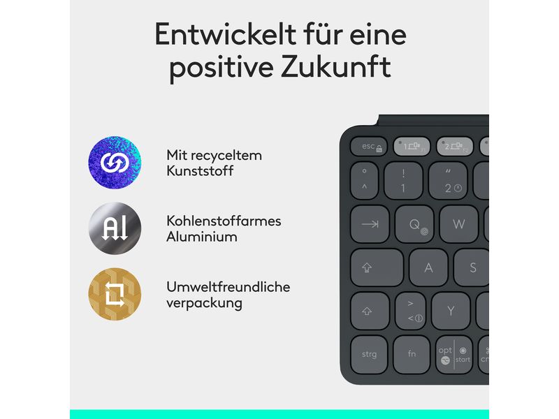 Logitech Tastatur Keys-To-Go 2 Graphite Schlanke und kabellose Tastatur für Unterwegs