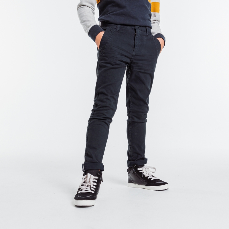 Pantalon chino en twill de coton uni gris garçon