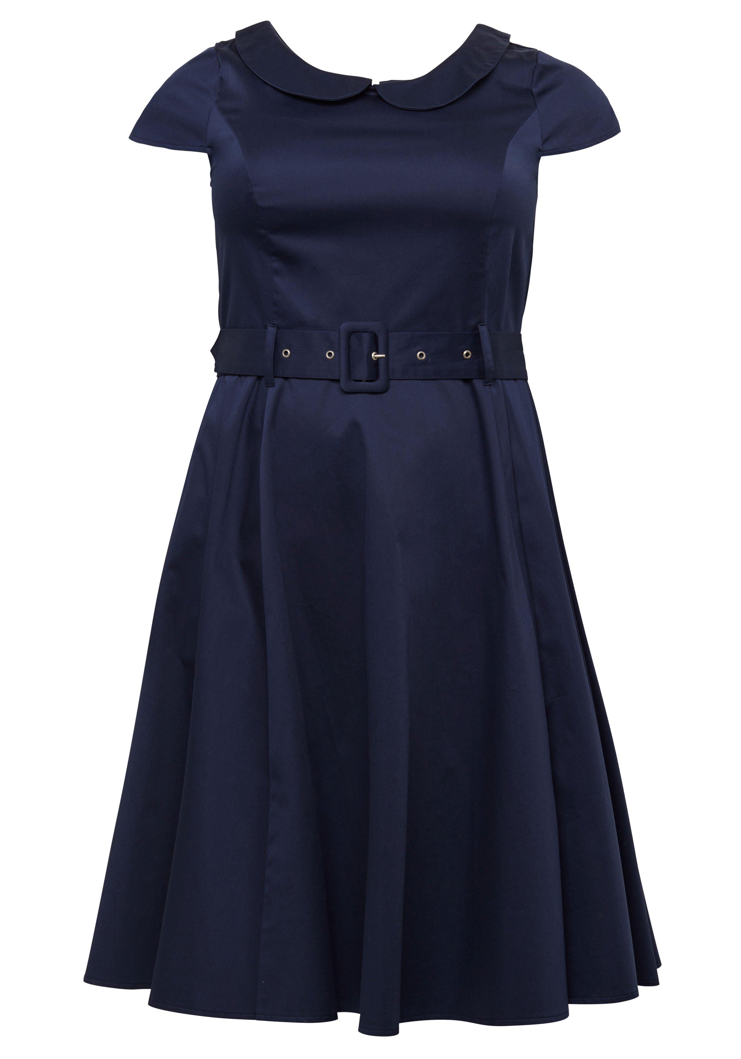 Kleid mit Bubikragen und Stoffgürtel