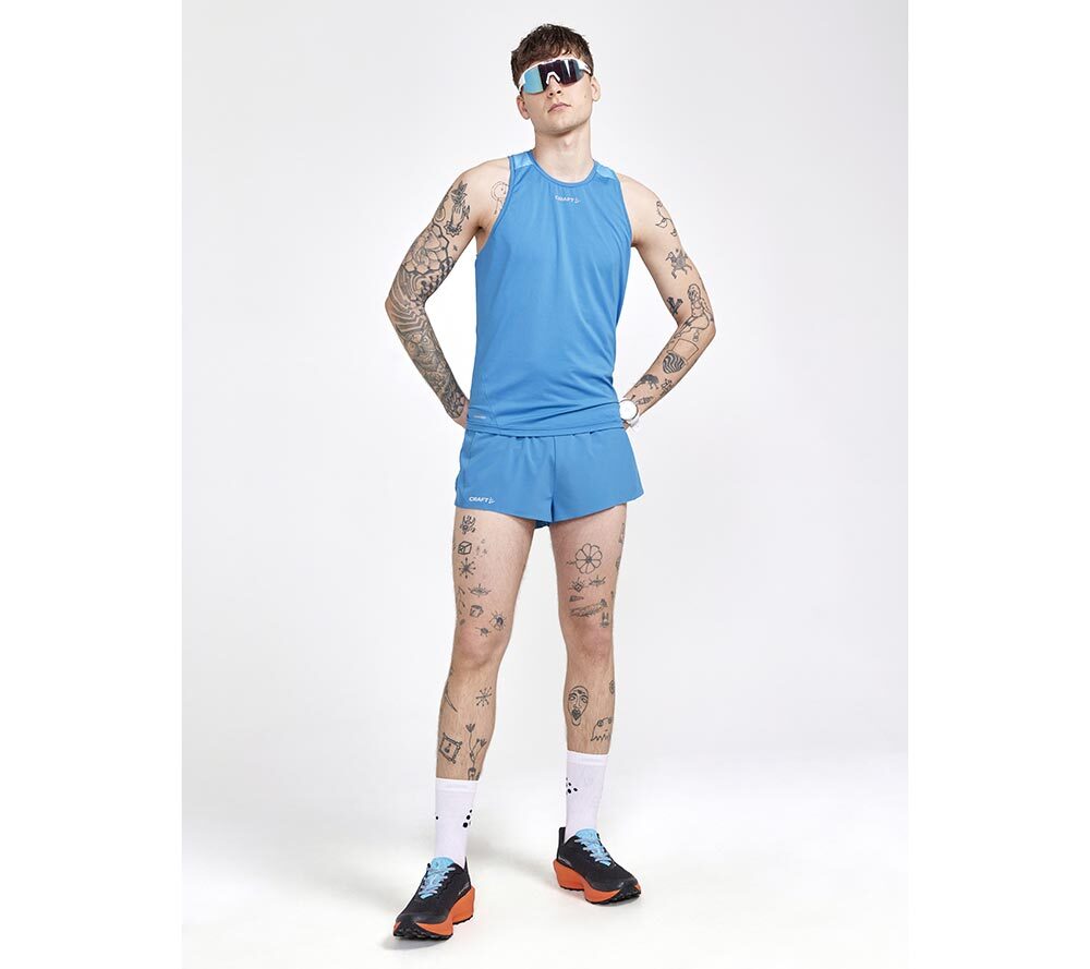 Craft PRO Hypervent Split Hardloopbroek Kort Blauw/Zwart Heren