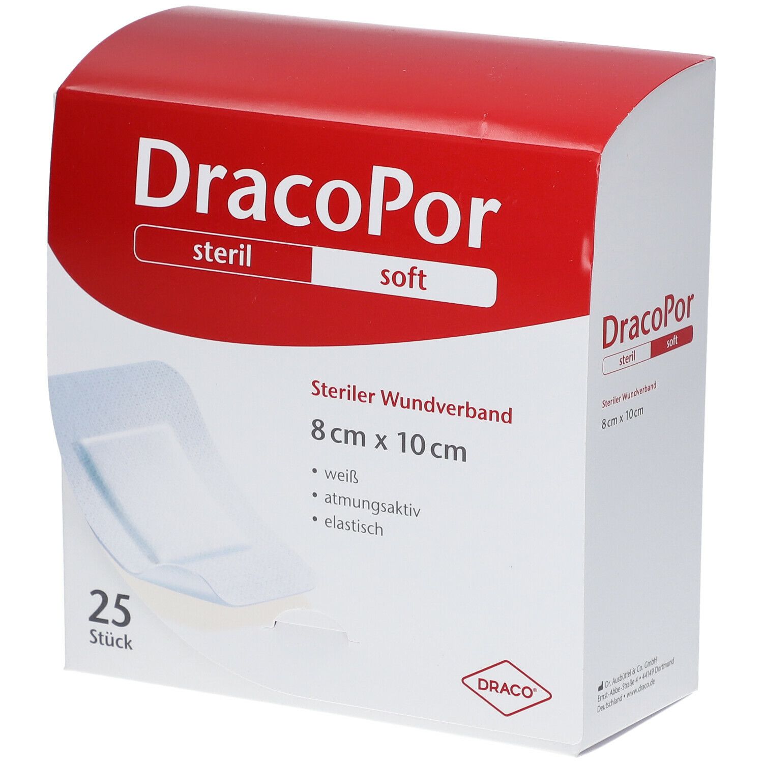 DracoPor Wundverband Soft weiß steril 10 x 8cm