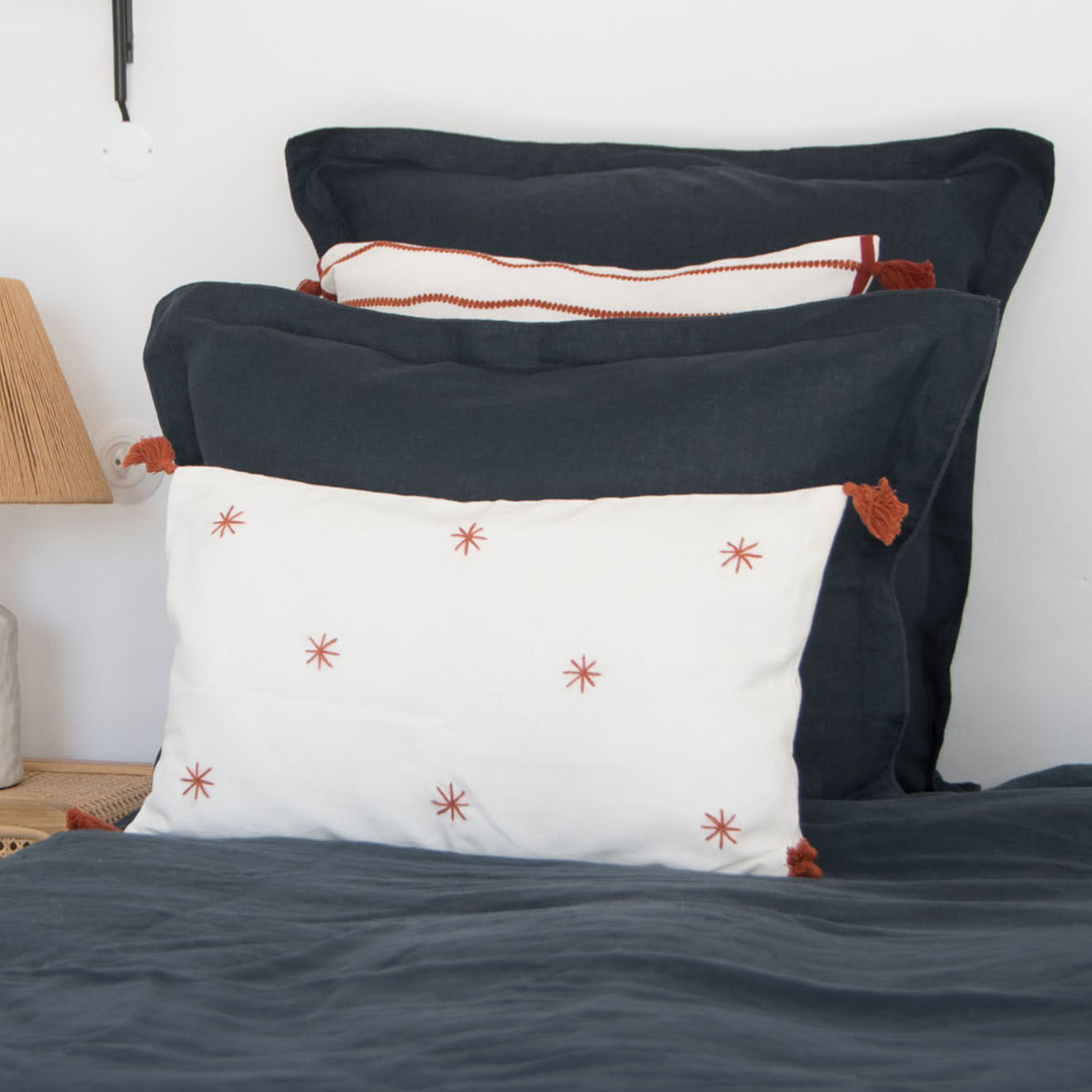 Febronie Home Drap housse 100% Lin Hortense bleu nuit