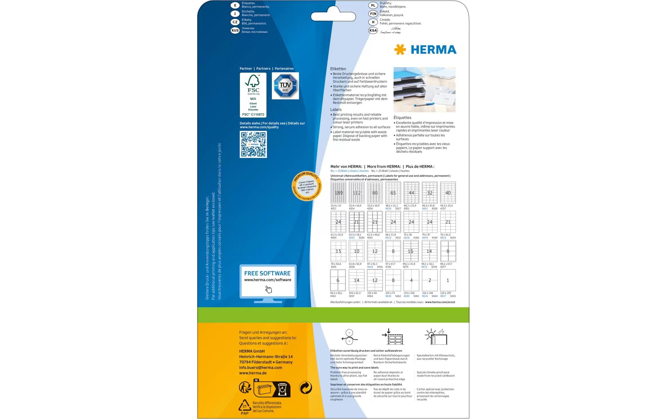 Universal-Etiketten Premium, 99.1 x 93.1 cm, 150 EtikettenBlanko Etiketten zur Selbstbeschriftung oder Drucker