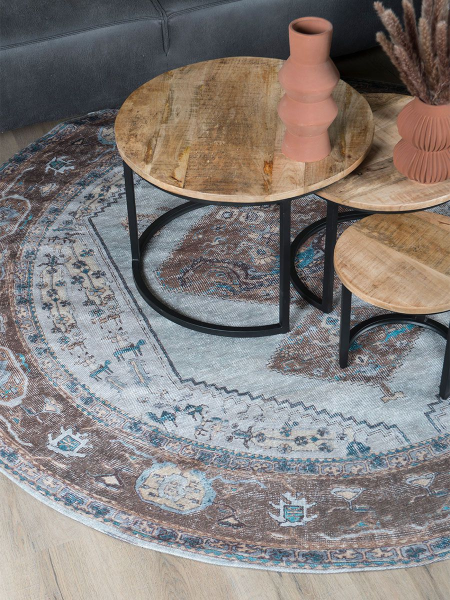 Karaca blue brown Rond 120 cm