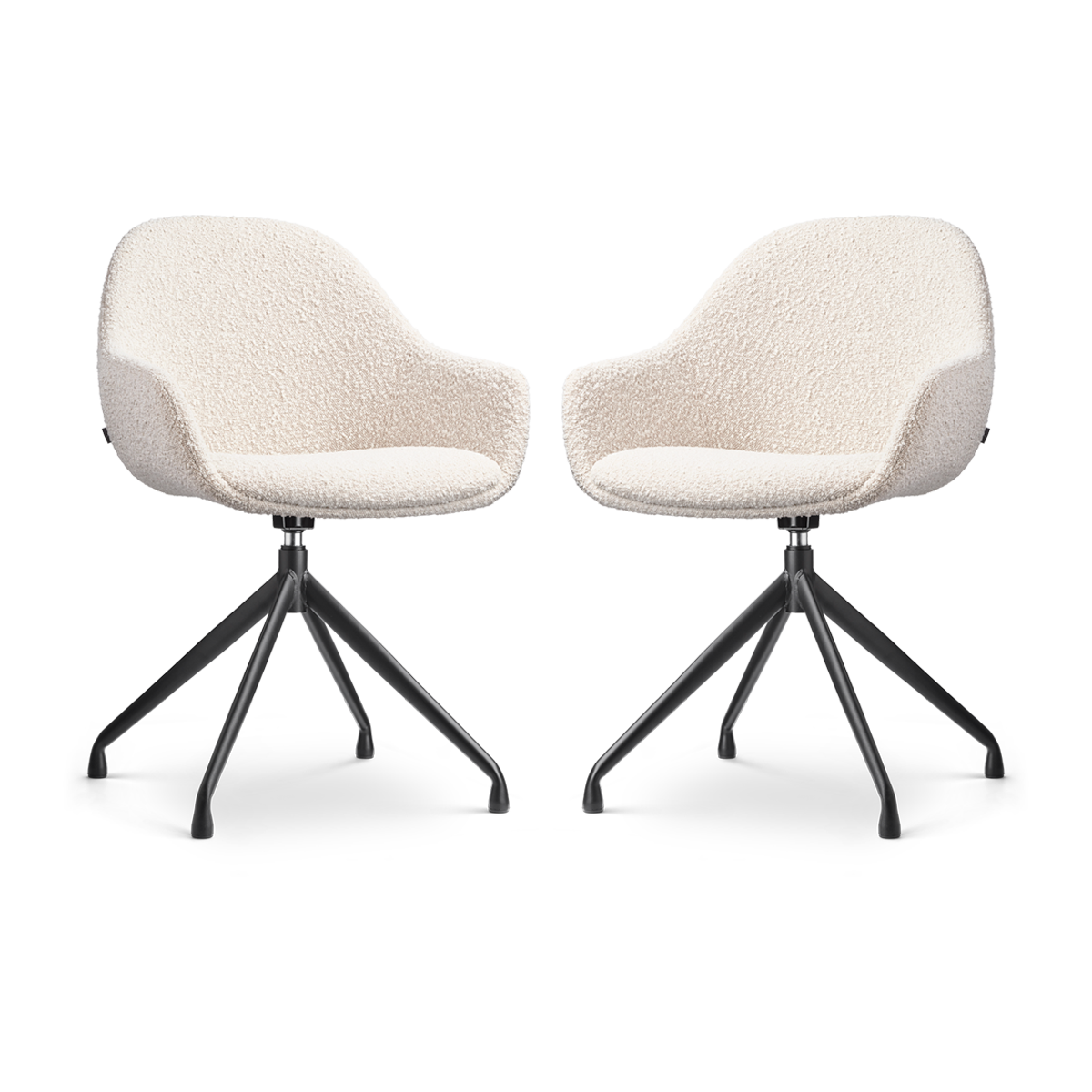 Eetkamerstoel Nola-Mae bouclé beige - zwart - set van 2
