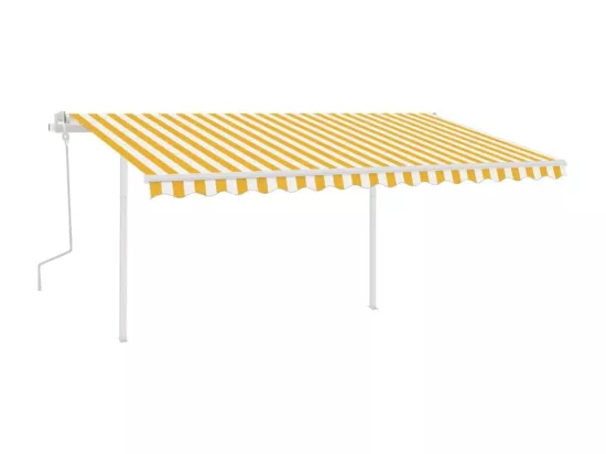 Auventanuel rétractable avec poteaux 4,5x3,5 Jaune et blanc