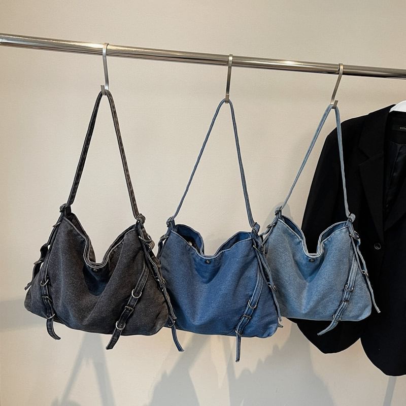 Hikuozy - Effen denim tas