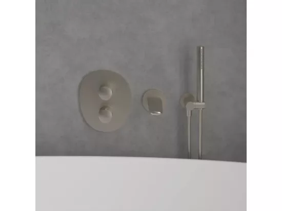 Façade thermostatique 2 voies VILLEROY ET BOCH Antao Brushed Nickel Matt + corps encastré